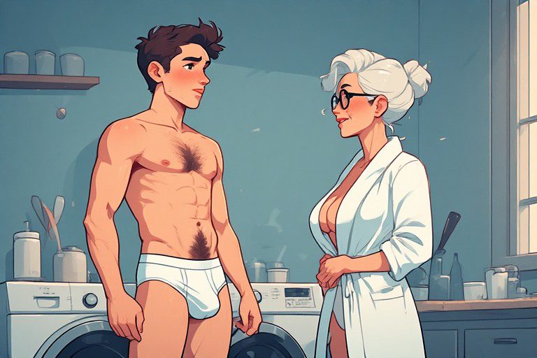Caught by my friend’s Mom doing laundry in my undies Caught by my friend’s Mom doing laundry in my undies